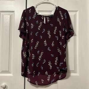 Zari v-neck flutter sleeve blouse - 41 Hawthorn, size large